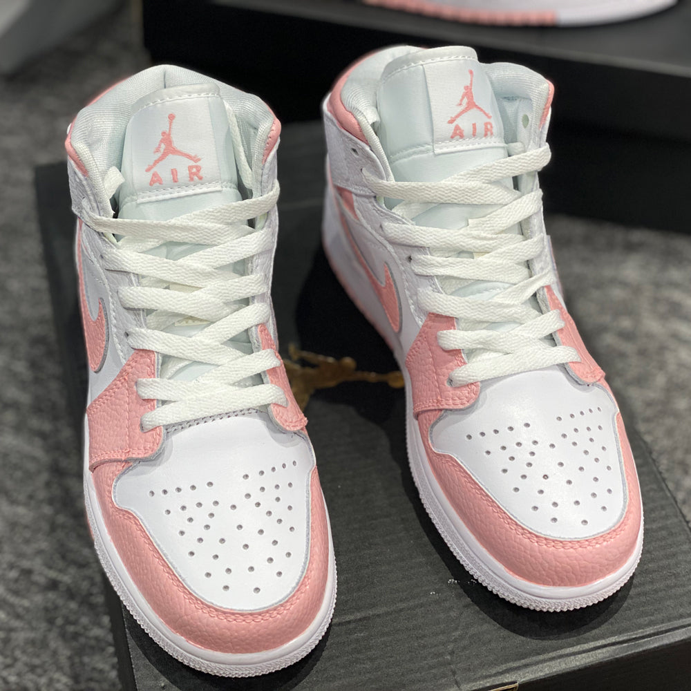 Custom Jordans White Pink Swoosh