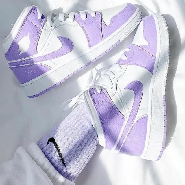 Custom Jordans Purple White Mid