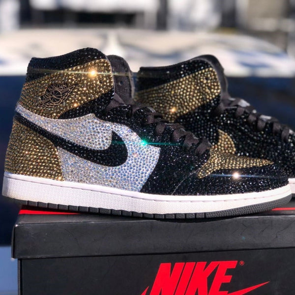 Brown Rhinestones Custom Air Jordan 1 x Wedding Sneakers