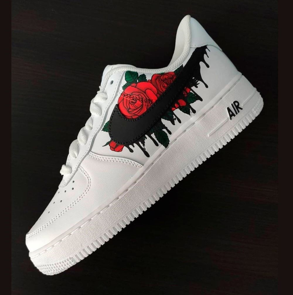 Custom Roses On Dunks Red Roses Drip Custom Air Force 1 – Unite Custom