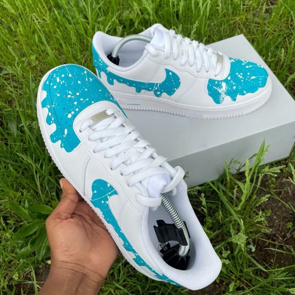 Blue Drip Splatter Custom Air Force 1 – unitecustom