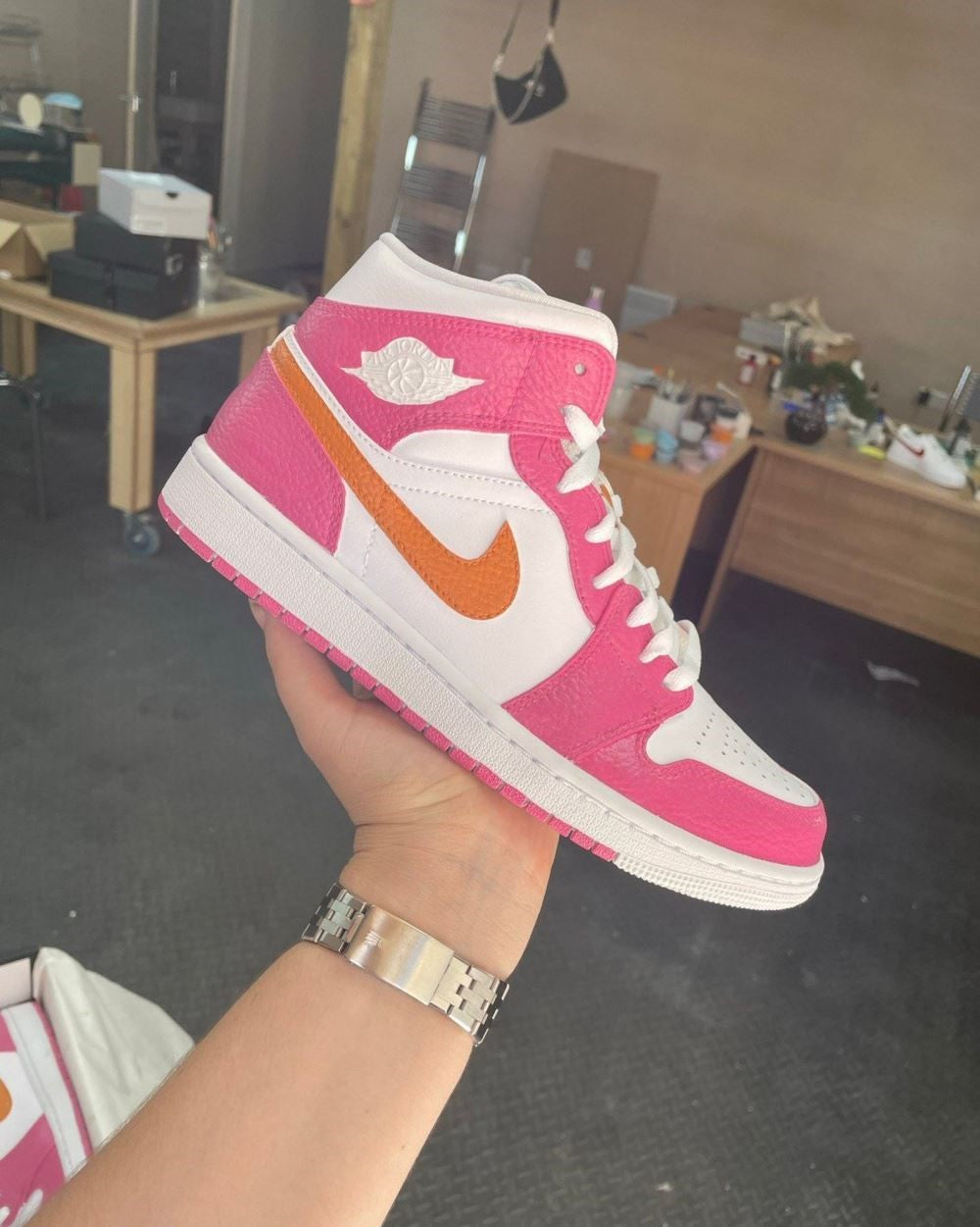 Pink Orange Custom Air Jordan 1