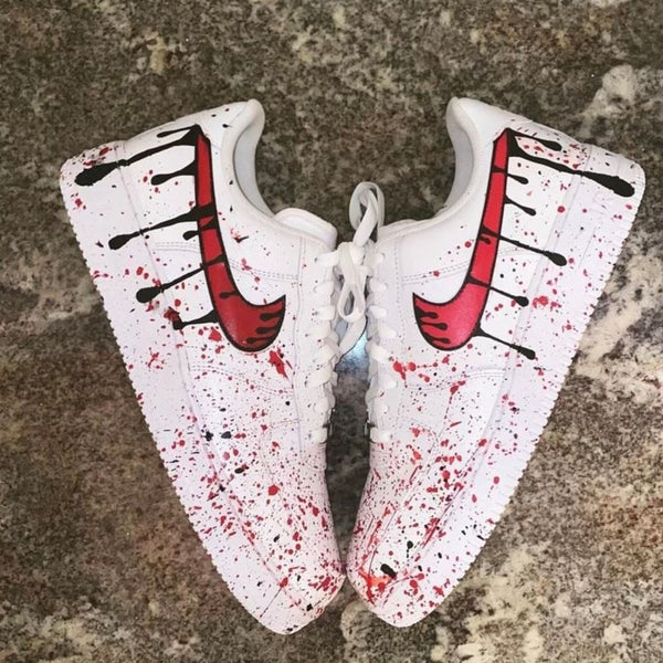 Red Black Drip Splatter Custom Air Force 1