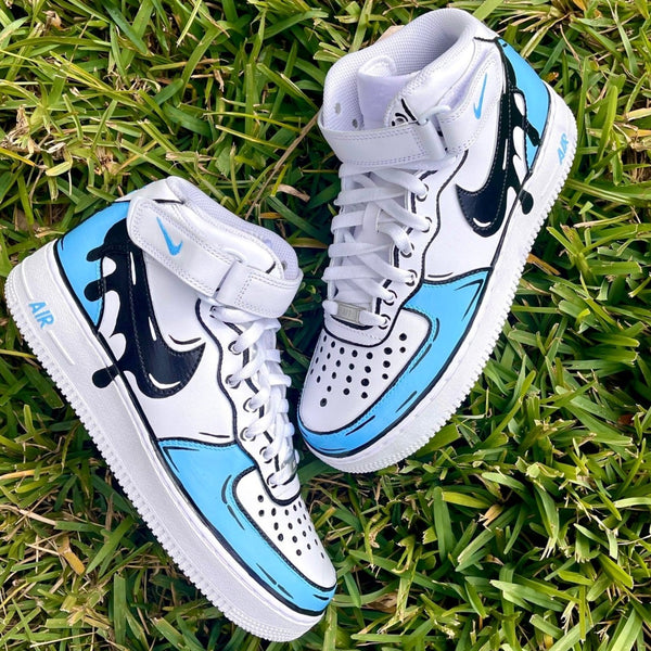 Blue and Black Drip Custom Air Force 1