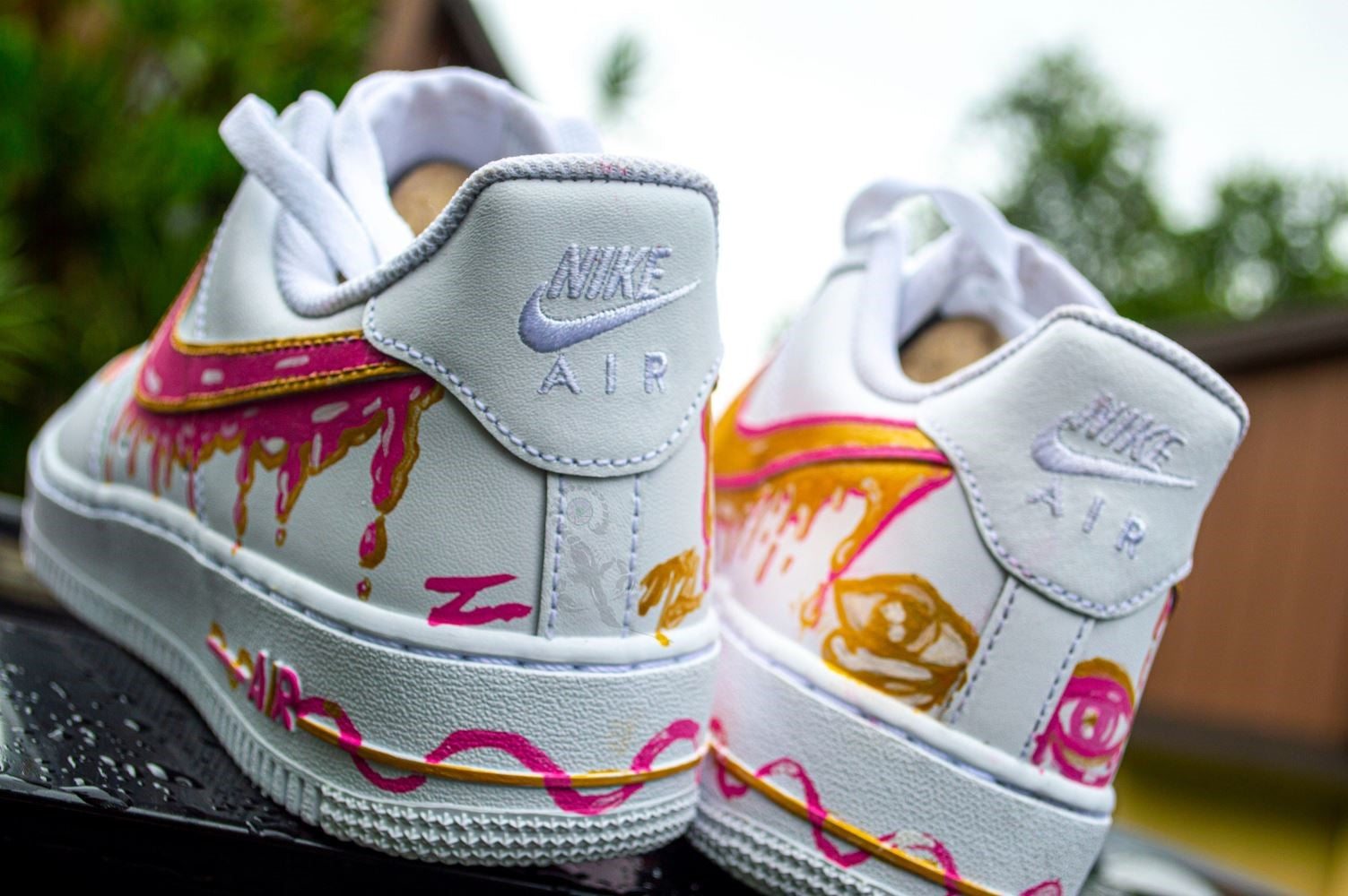 Pink and Gold Drip Custom Air Force 1