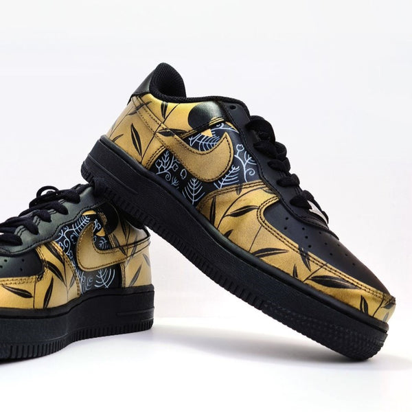 Gold Black Flowers Custom Air Force 1