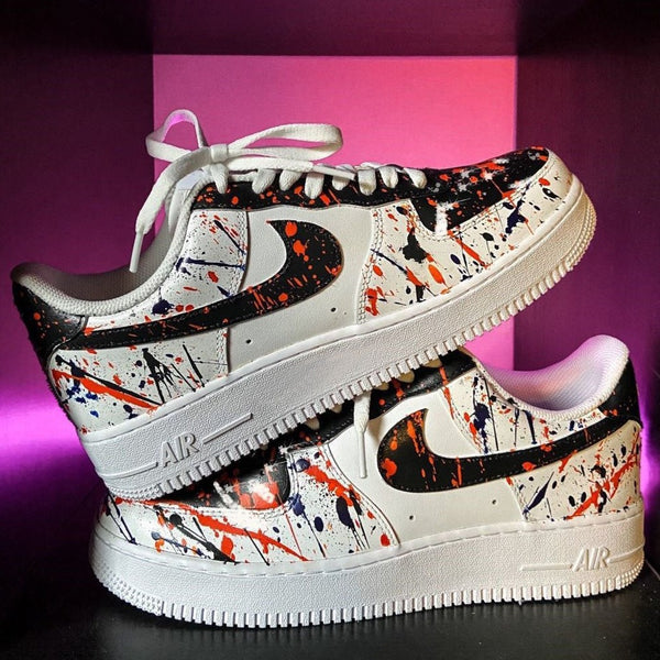 Black-Orange Splatter Custom Air Force  1