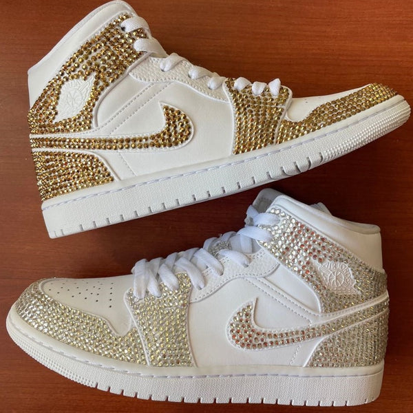 Golden Rhinestones Custom Air Jordan 1 x Wedding Sneaker