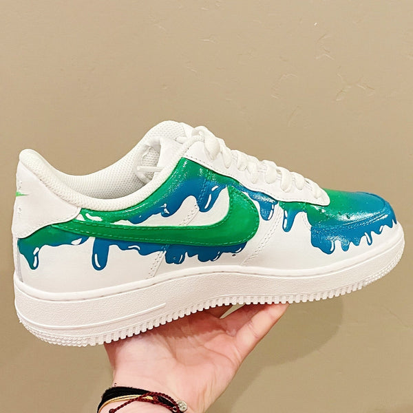 Green and Blue Drip Custom Air Force 1