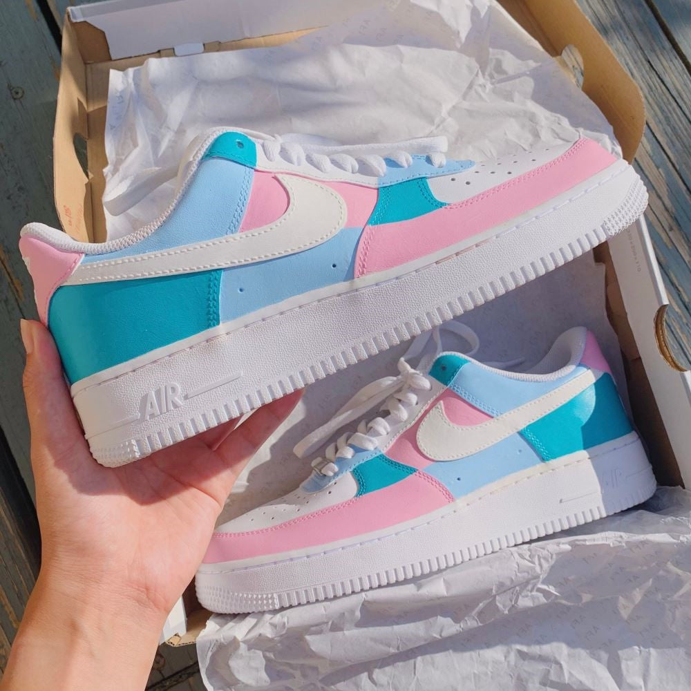 Pastel Pink and Blue Custom Air Force 1