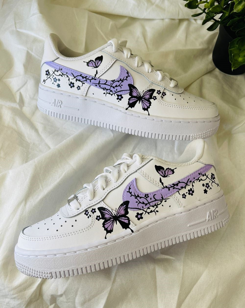 Purple Butterflies Flowers Custom Air Force 1