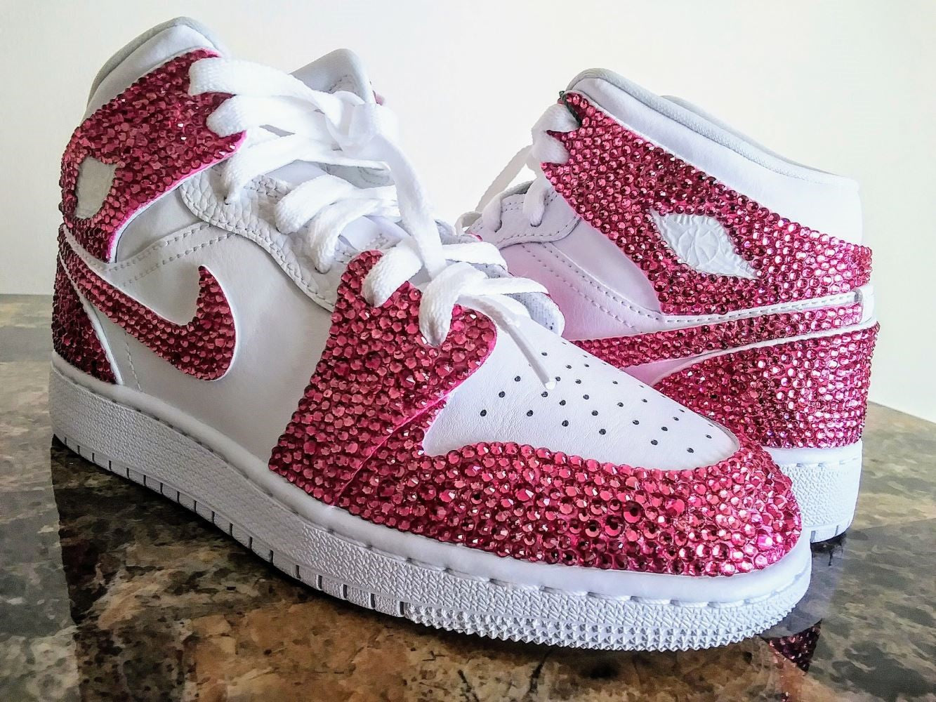 Pink Rhinestones Custom Air Jordan 1 x Wedding Sneaker