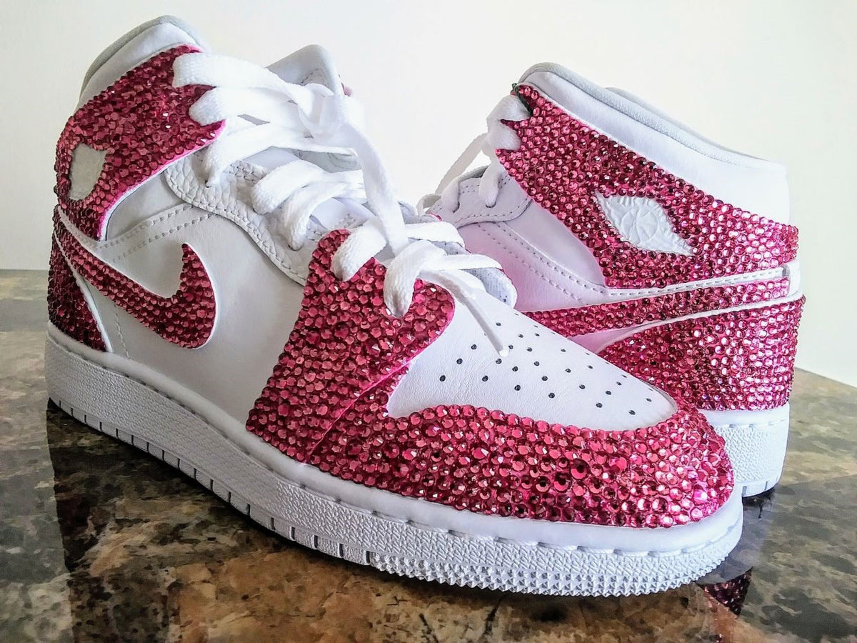 Pink Rhinestones Custom Air Jordan 1 x Wedding Sneaker – unitecustom