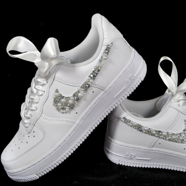 Silver Rhinestones Custom Air Force 1 x Wedding Sneaker