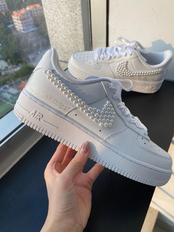 Pearl Diamond Wedding Shoes Custom Air Force 1