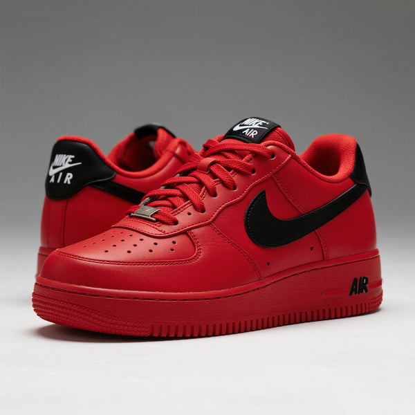 Custom Air Force 1 Red With Black Swoosh