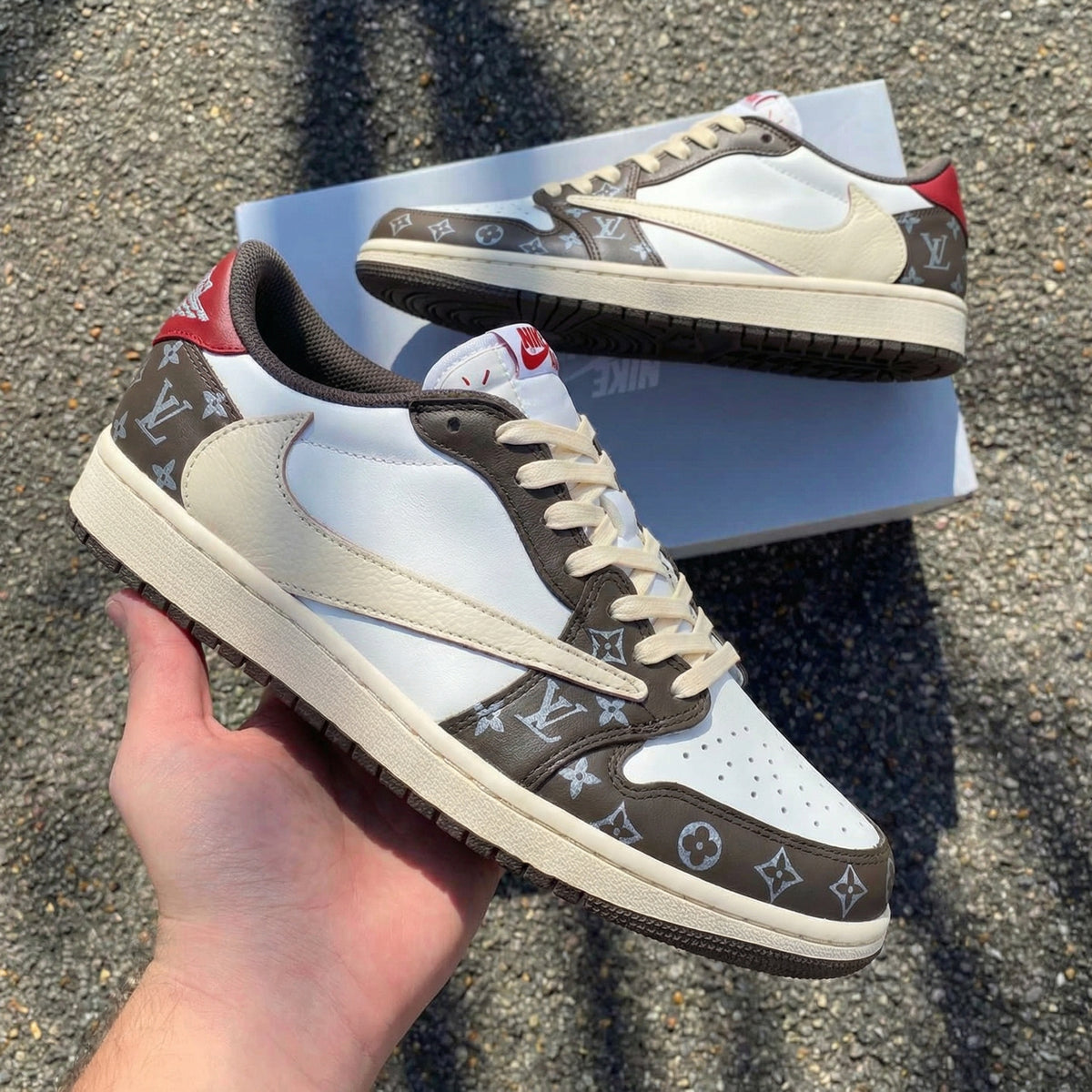 Travis Scott Custom Air Jordan 1 LV Burgundy Beige – Unite Custom