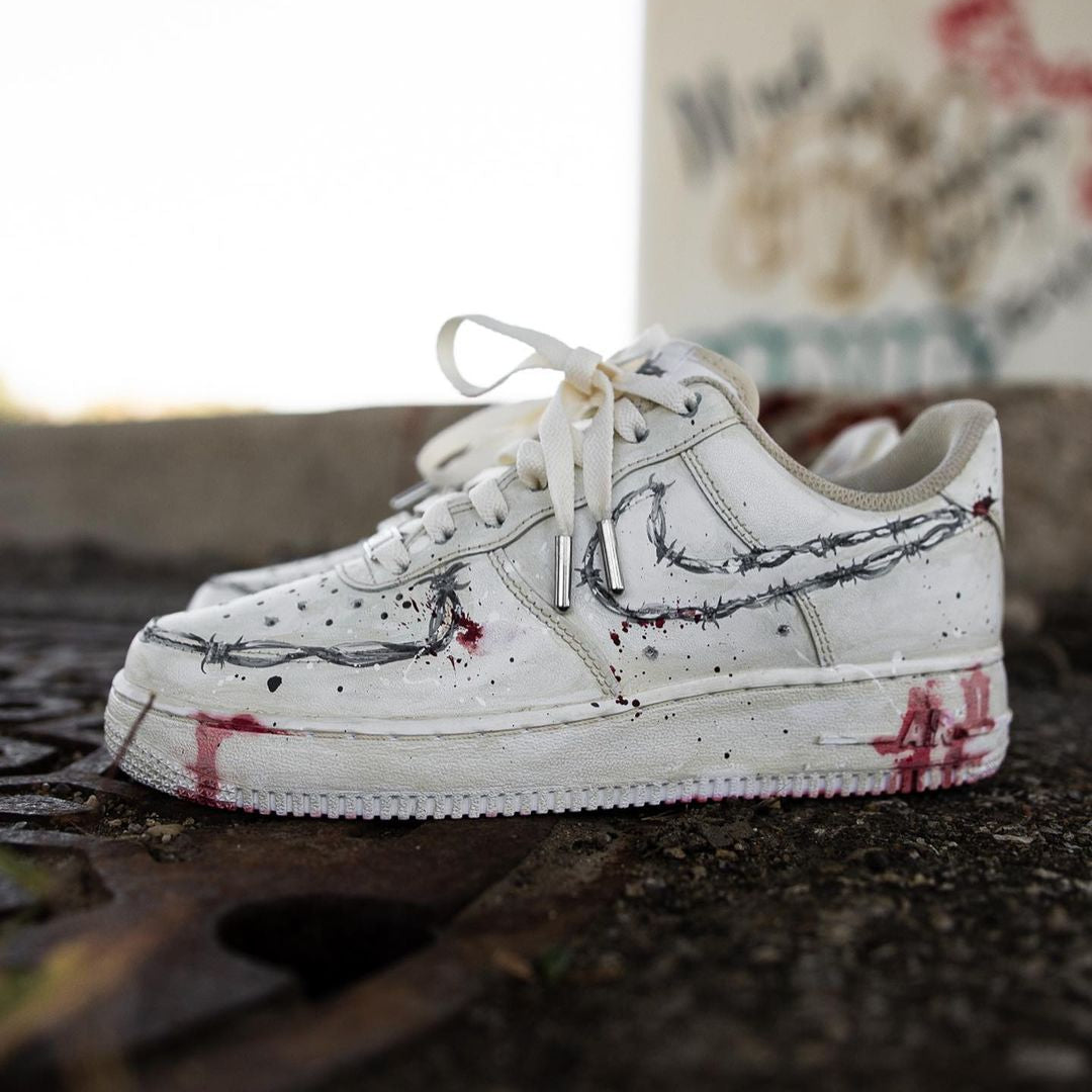 Nike Air Force 1 Custom Sneakers Blood Drip Splatter Red Black White Shoes  Fresh