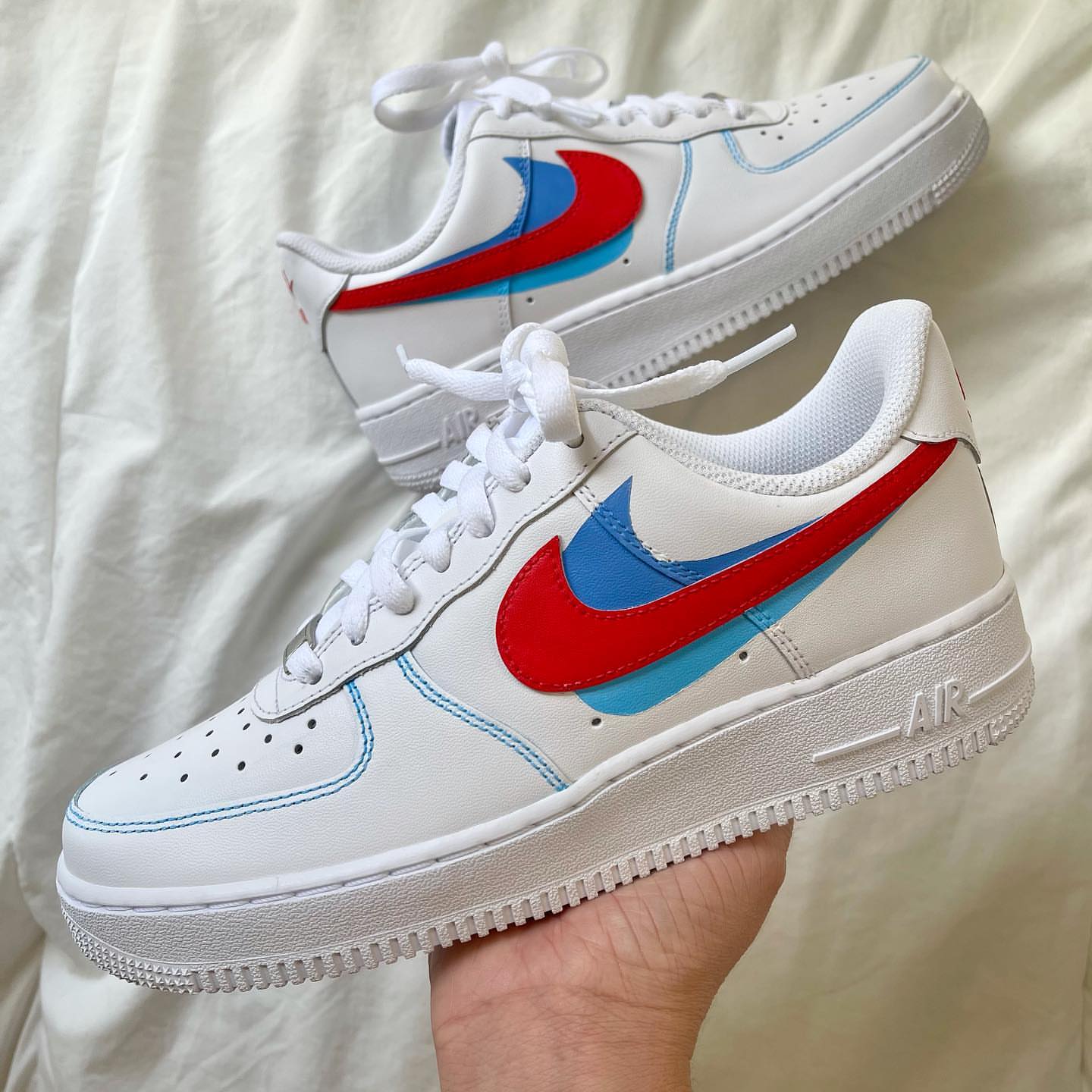 Tripple Swoosh Red and Blue Custom Air Force 1
