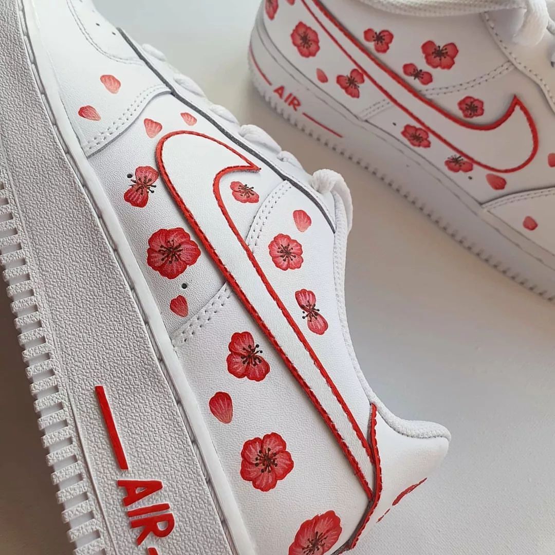 Red Cherry Blossom Custom Air Force 1