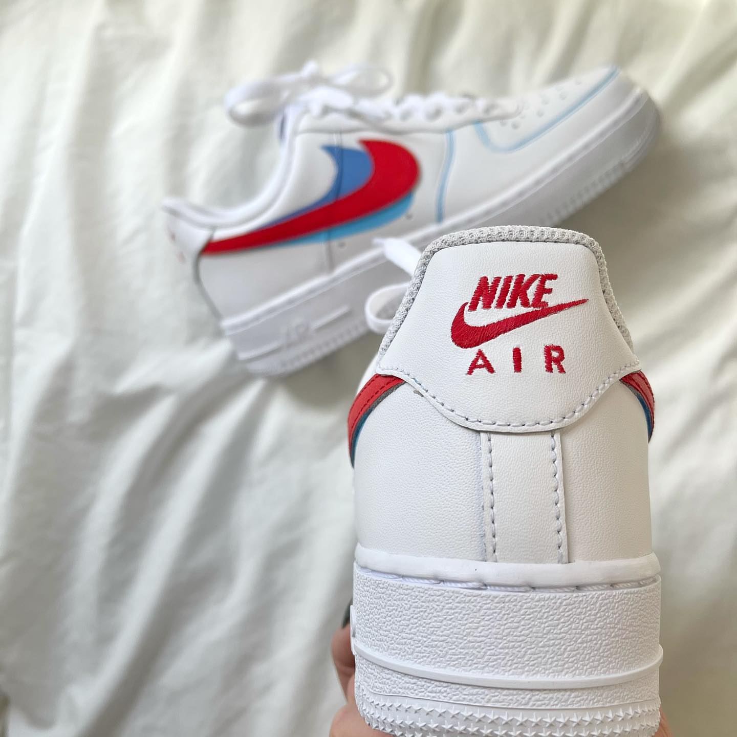 Tripple Swoosh Red and Blue Custom Air Force 1