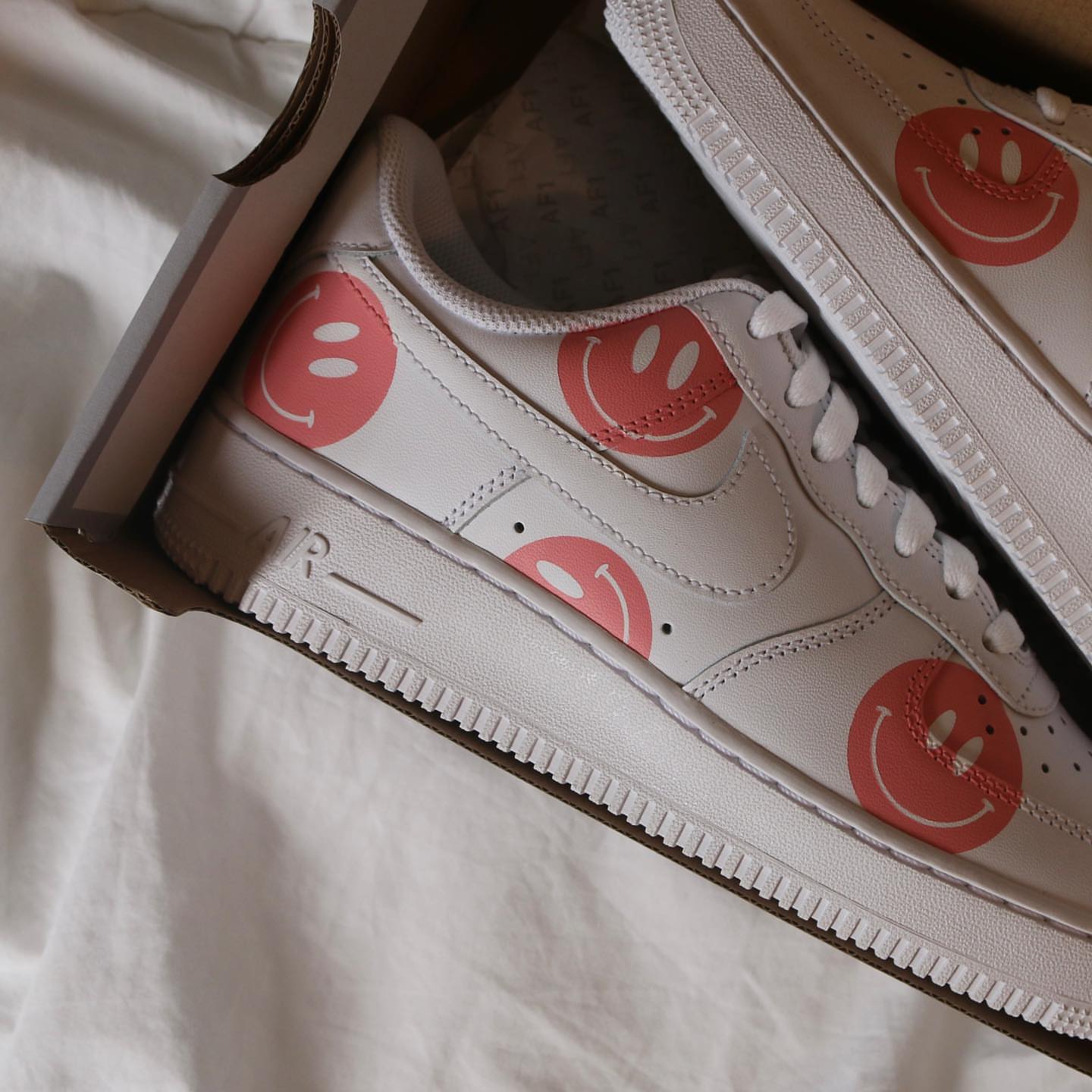 Pink Smiley Faces Custom Air Force 1