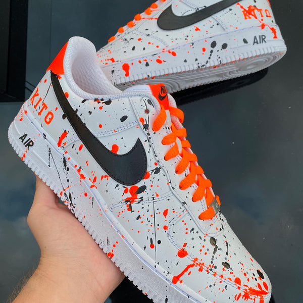 Orange＆ Black Splatter Custom Air Force 1