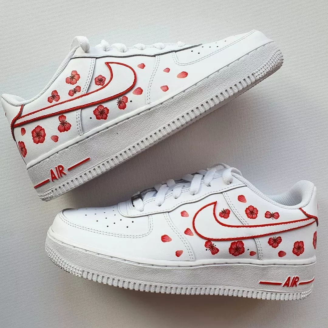 Red Cherry Blossom Custom Air Force 1